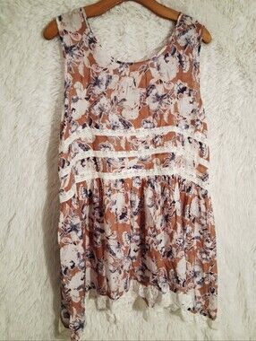 Simply Noelle Semi Sheer Floral Tank Blouse L/XL